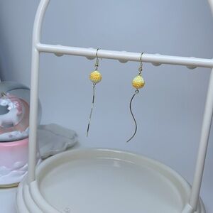 handmade micro crocheted ball dangle earrings